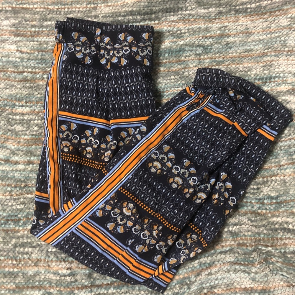 Elevenses cute dark blue and orange pants